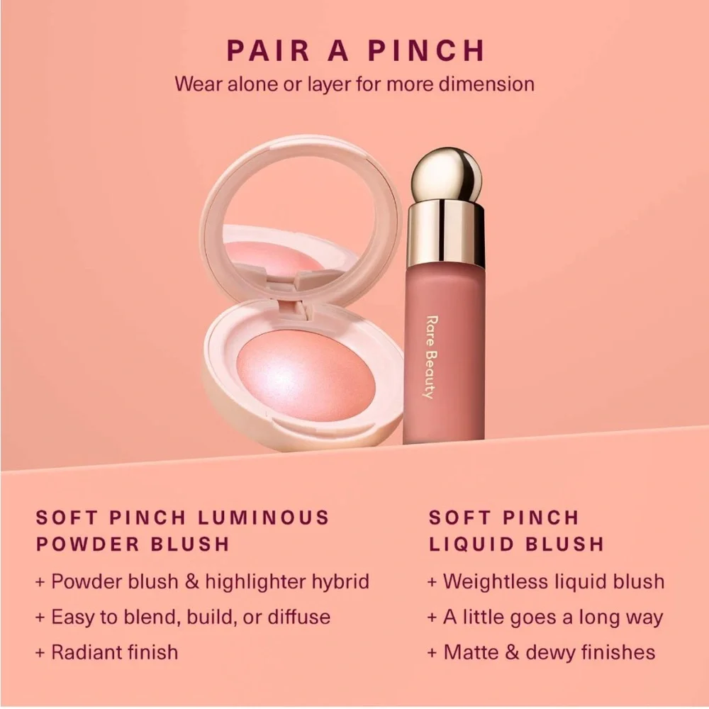 4/$30 Bundle Rare Beauty💄Soft Pinch Dewy Liquid Blush Hope Nude Mauve NIB